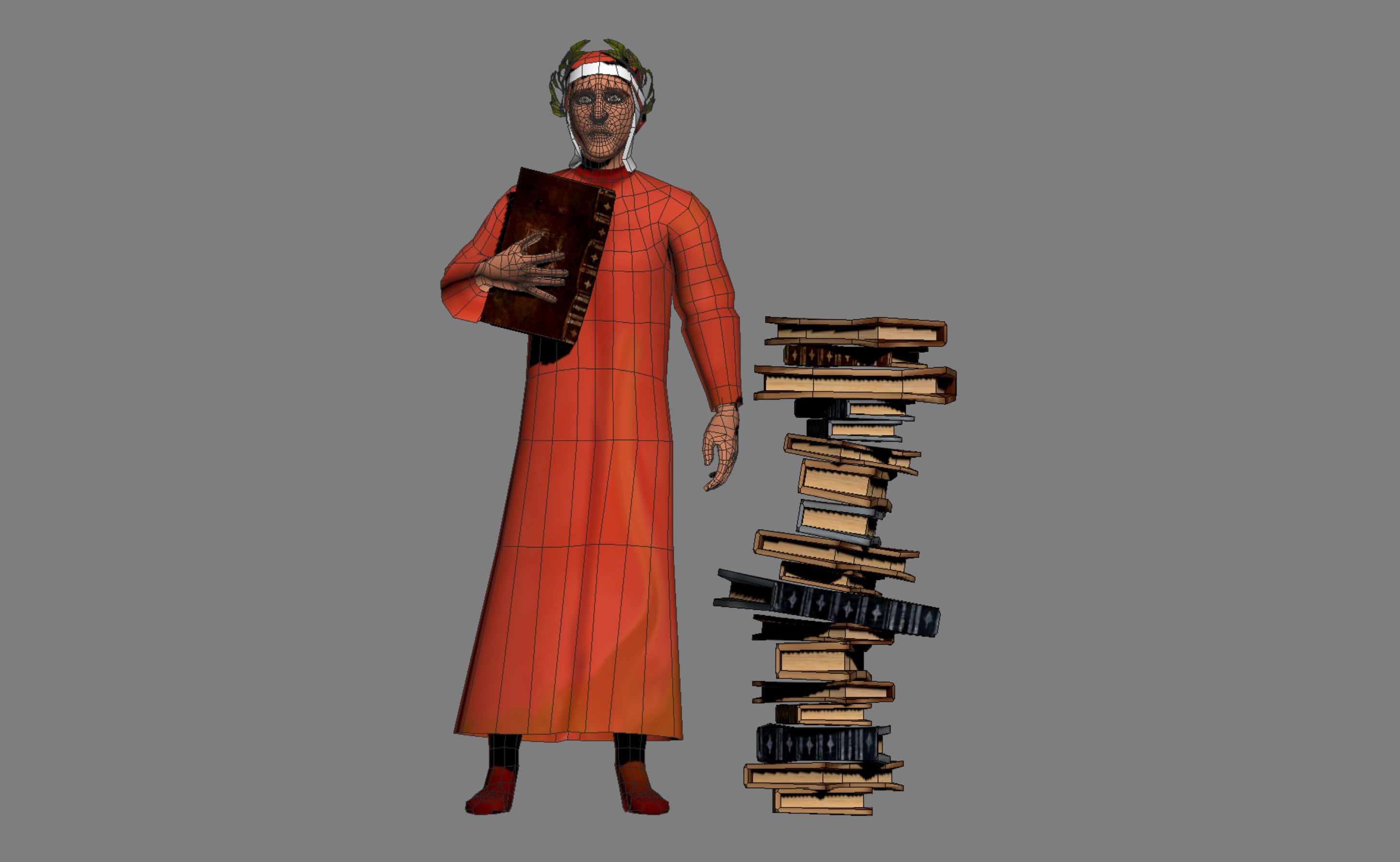Dante Alighieri Low-poly 3D model_8