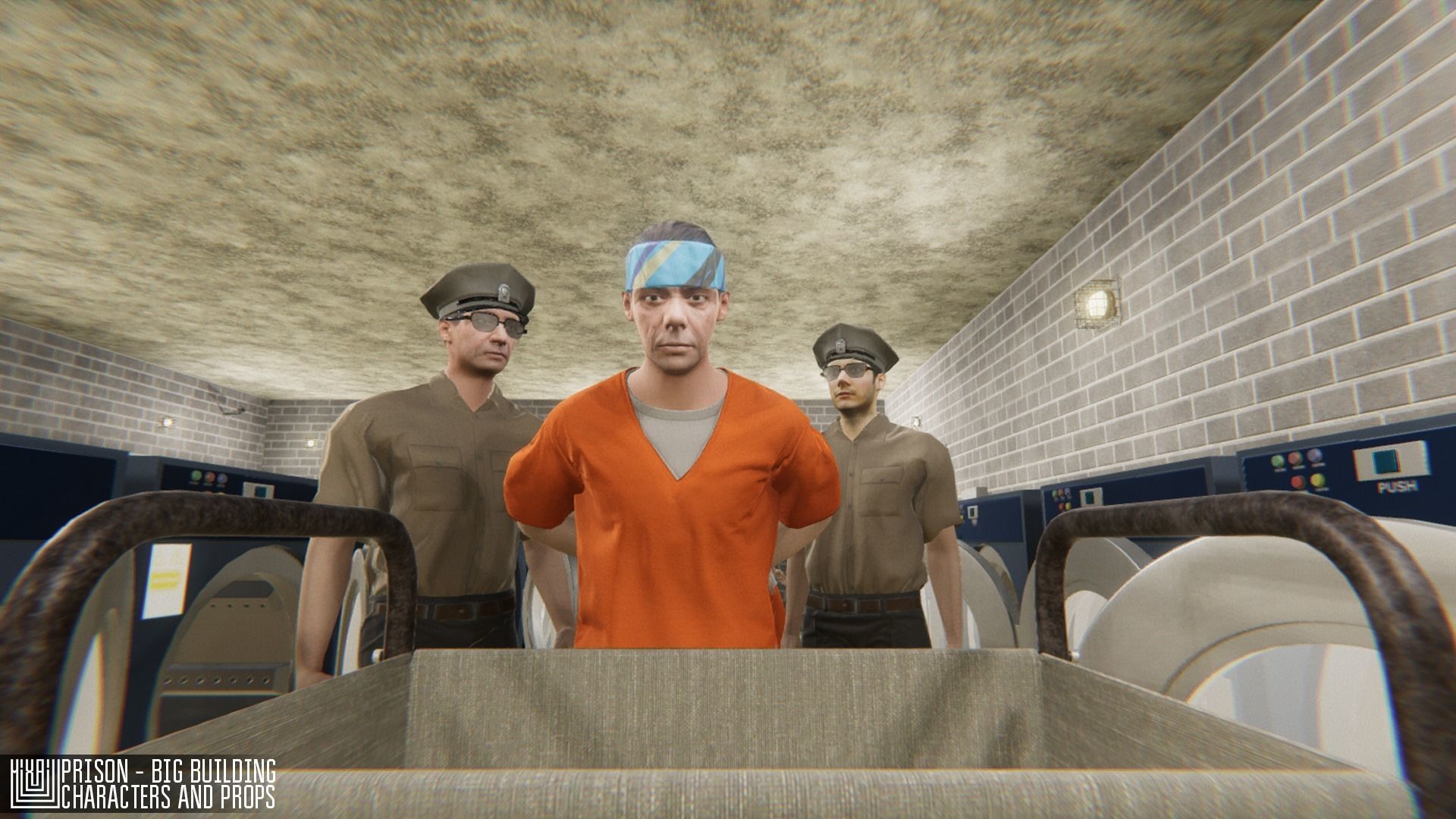 Prison - big building characters and props Low-poly 3D model_49