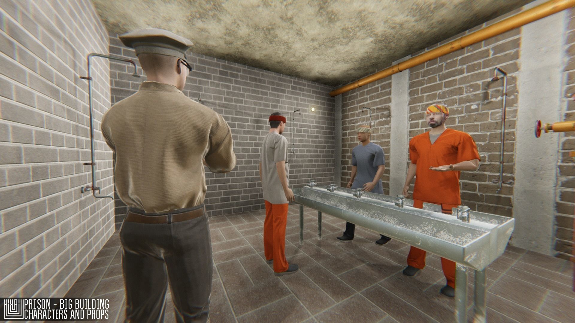 Prison - big building characters and props Low-poly 3D model_41