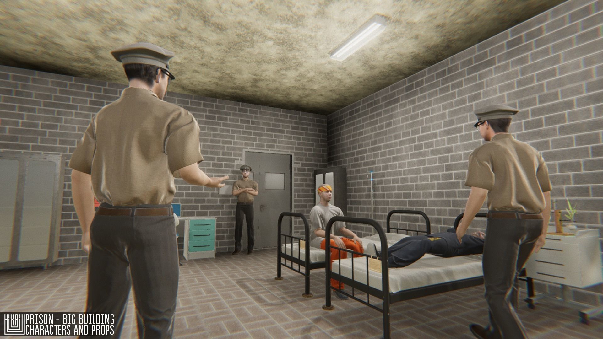 Prison - big building characters and props Low-poly 3D model_47