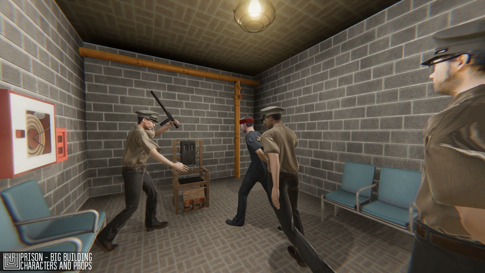 Prison - big building characters and props Low-poly 3D model_39