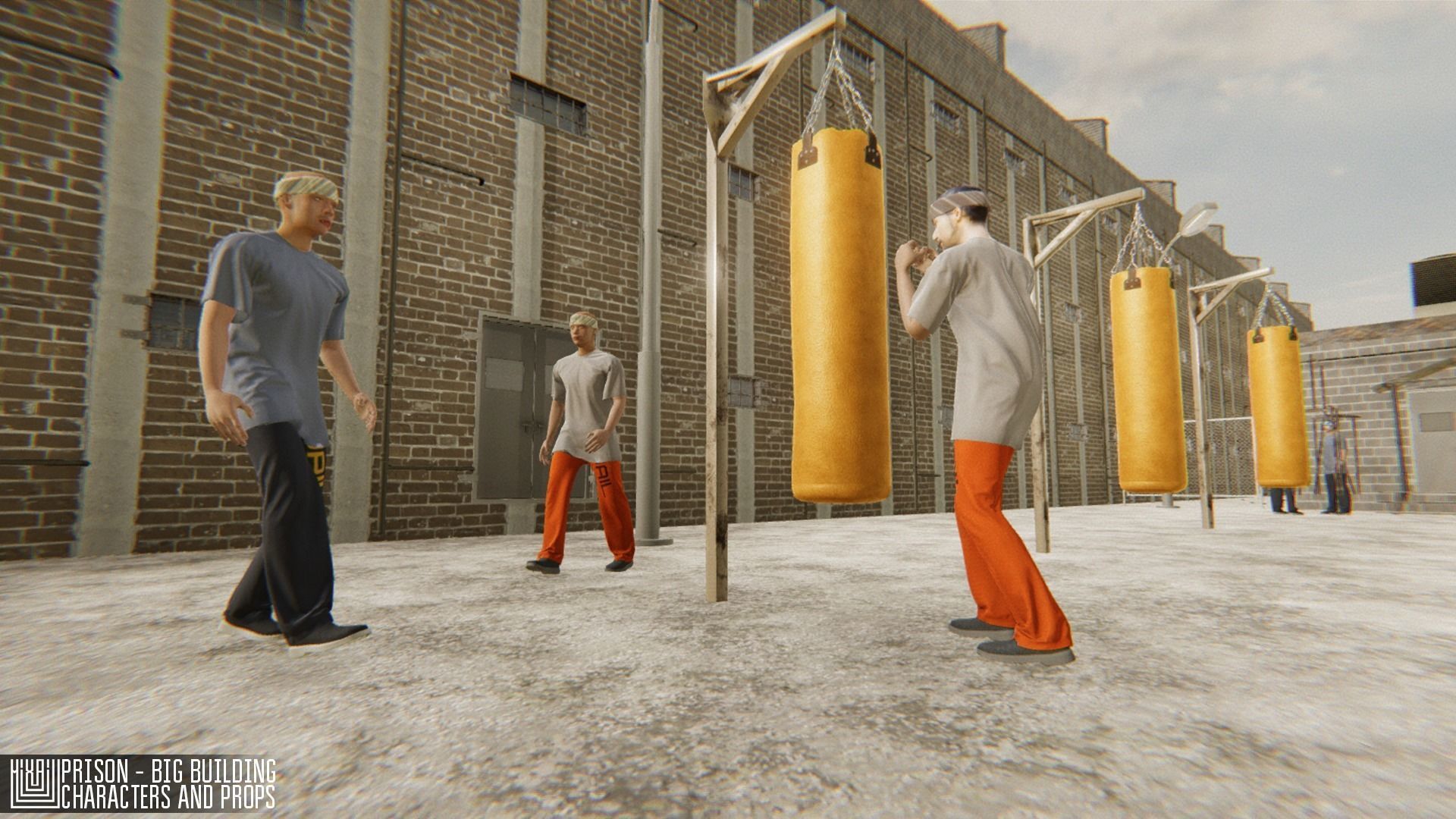 Prison - big building characters and props Low-poly 3D model_11