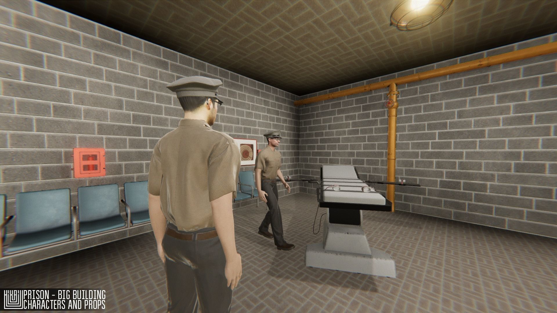 Prison - big building characters and props Low-poly 3D model_38