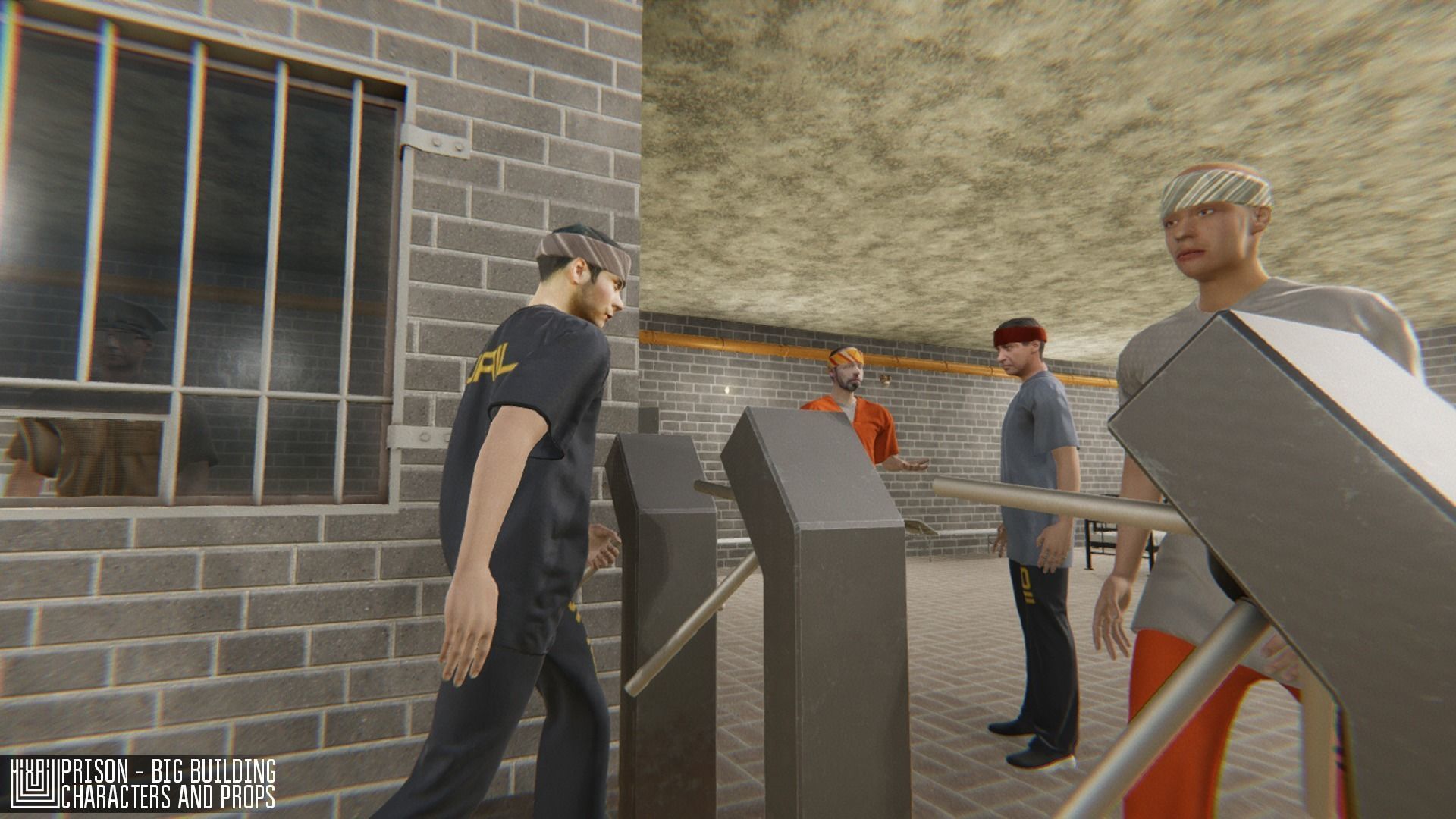 Prison - big building characters and props Low-poly 3D model_48