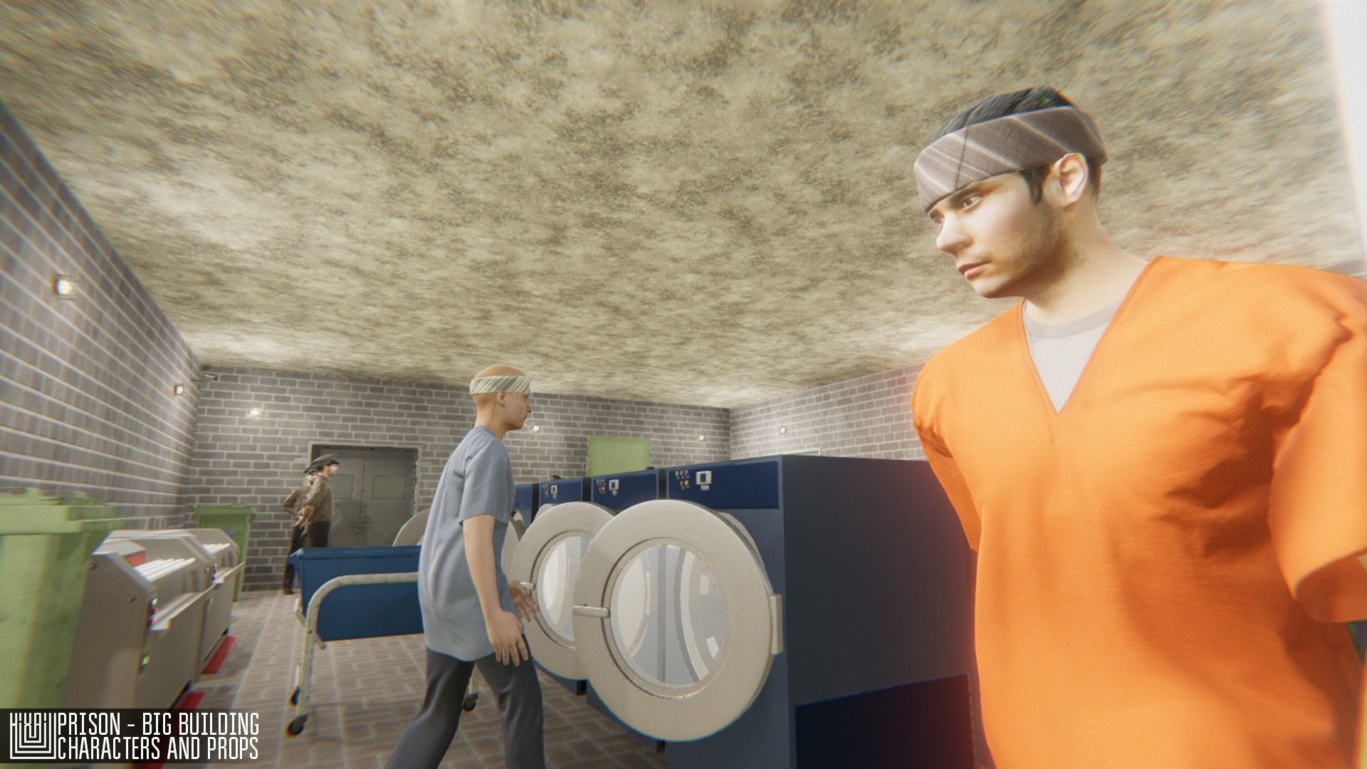 Prison - big building characters and props Low-poly 3D model_50