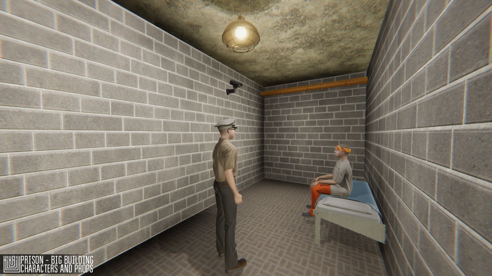 Prison - big building characters and props Low-poly 3D model_44