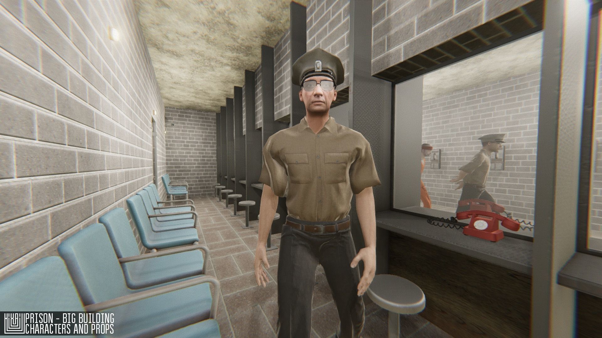 Prison - big building characters and props Low-poly 3D model_42