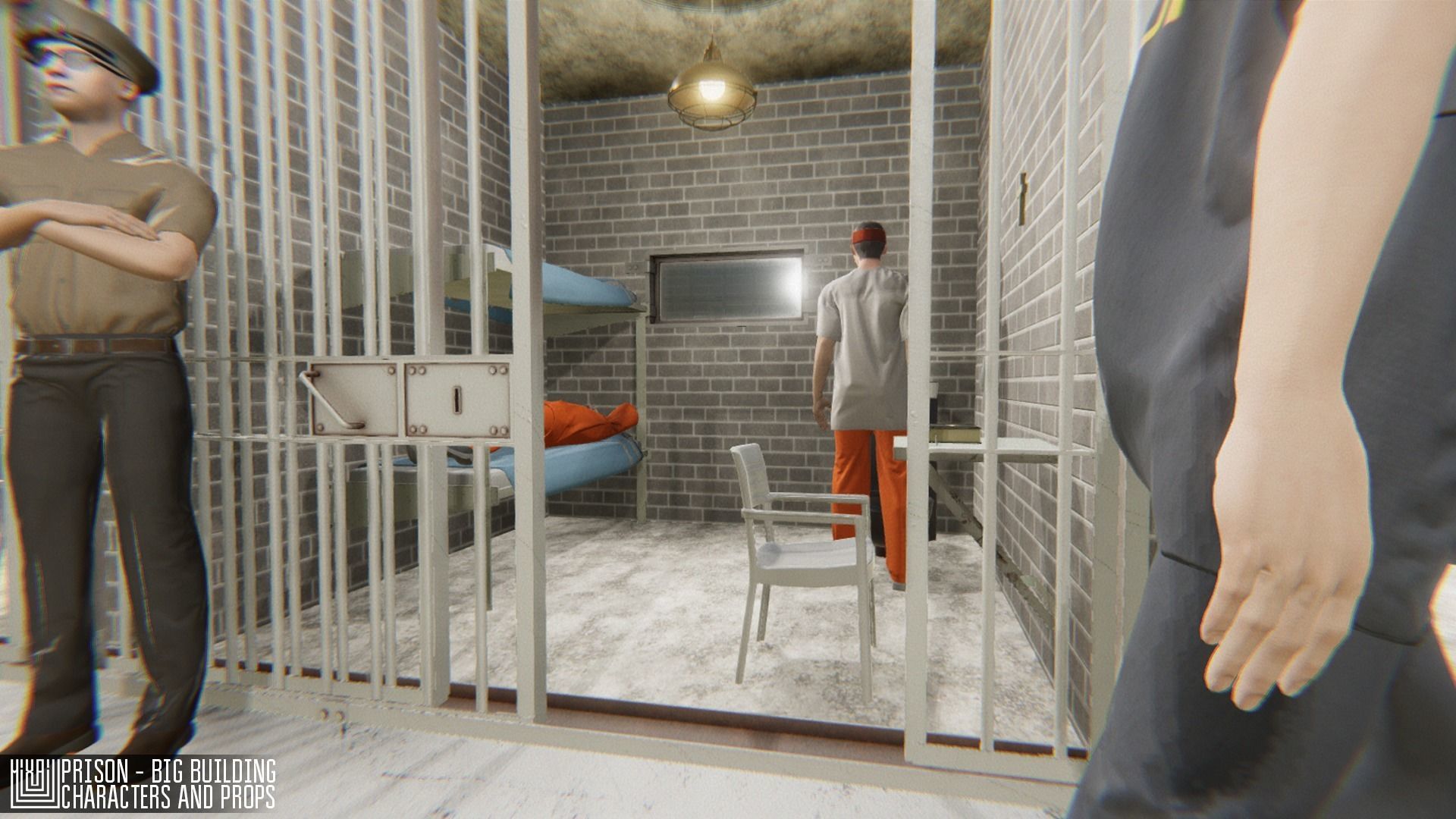 Prison - big building characters and props Low-poly 3D model_51