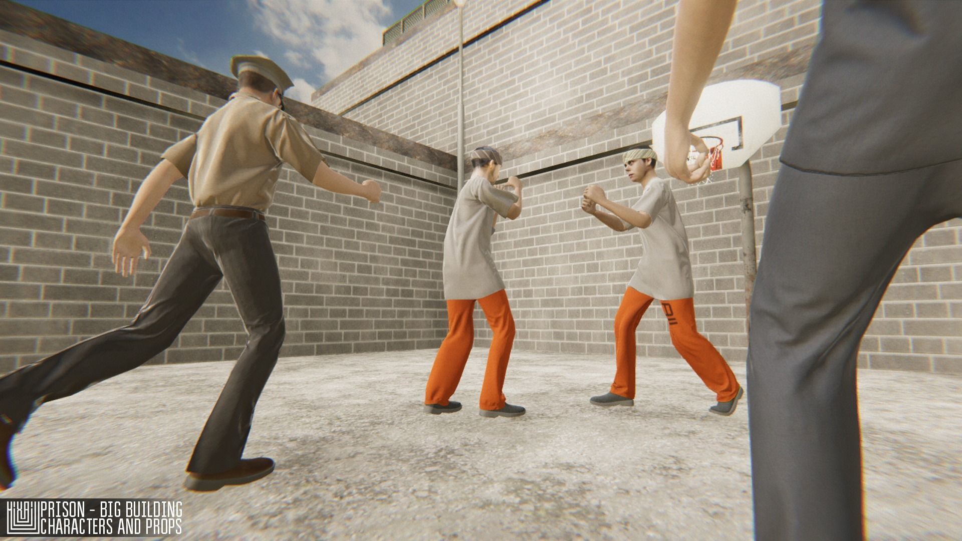 Prison - big building characters and props Low-poly 3D model_10