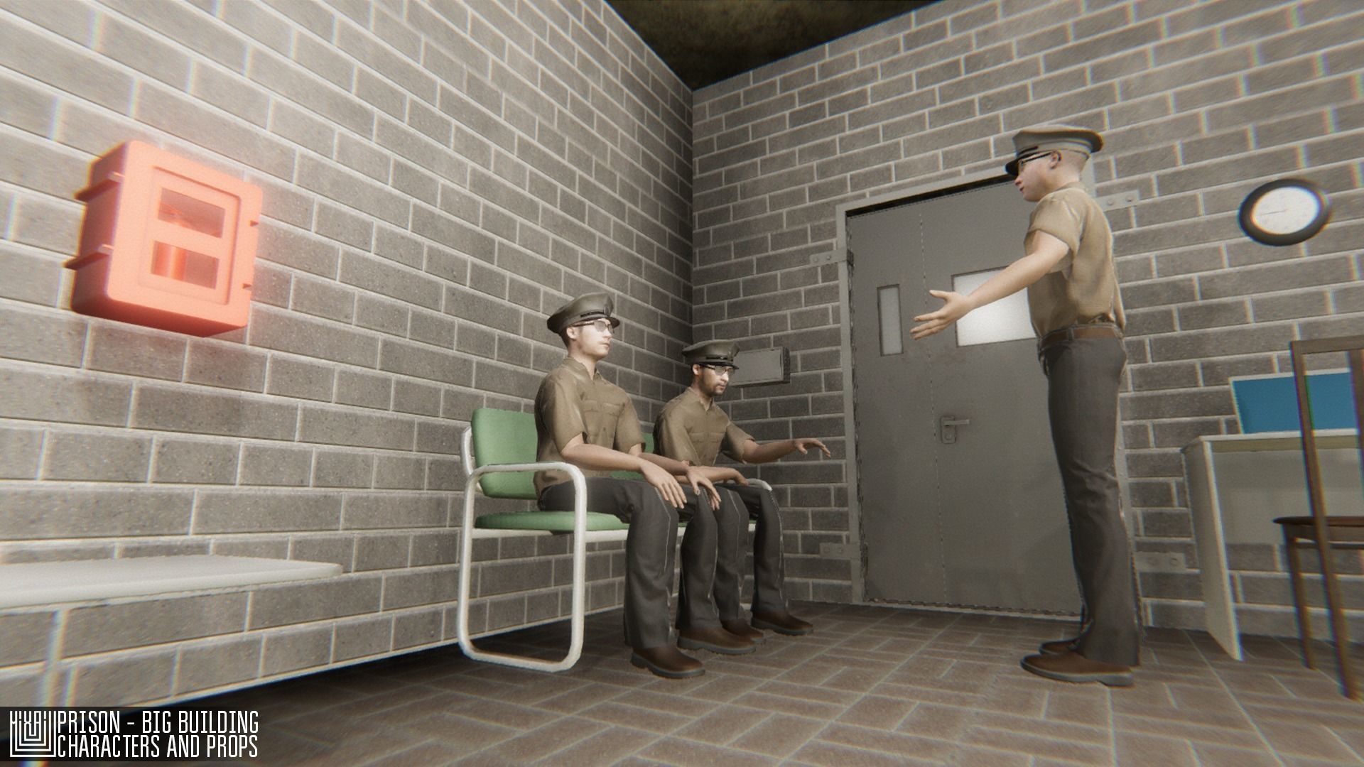 Prison - big building characters and props Low-poly 3D model_46