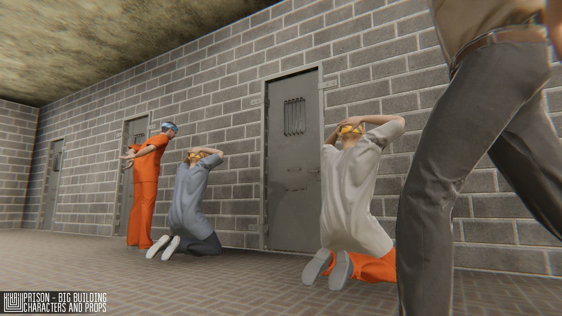 Prison - big building characters and props Low-poly 3D model_45