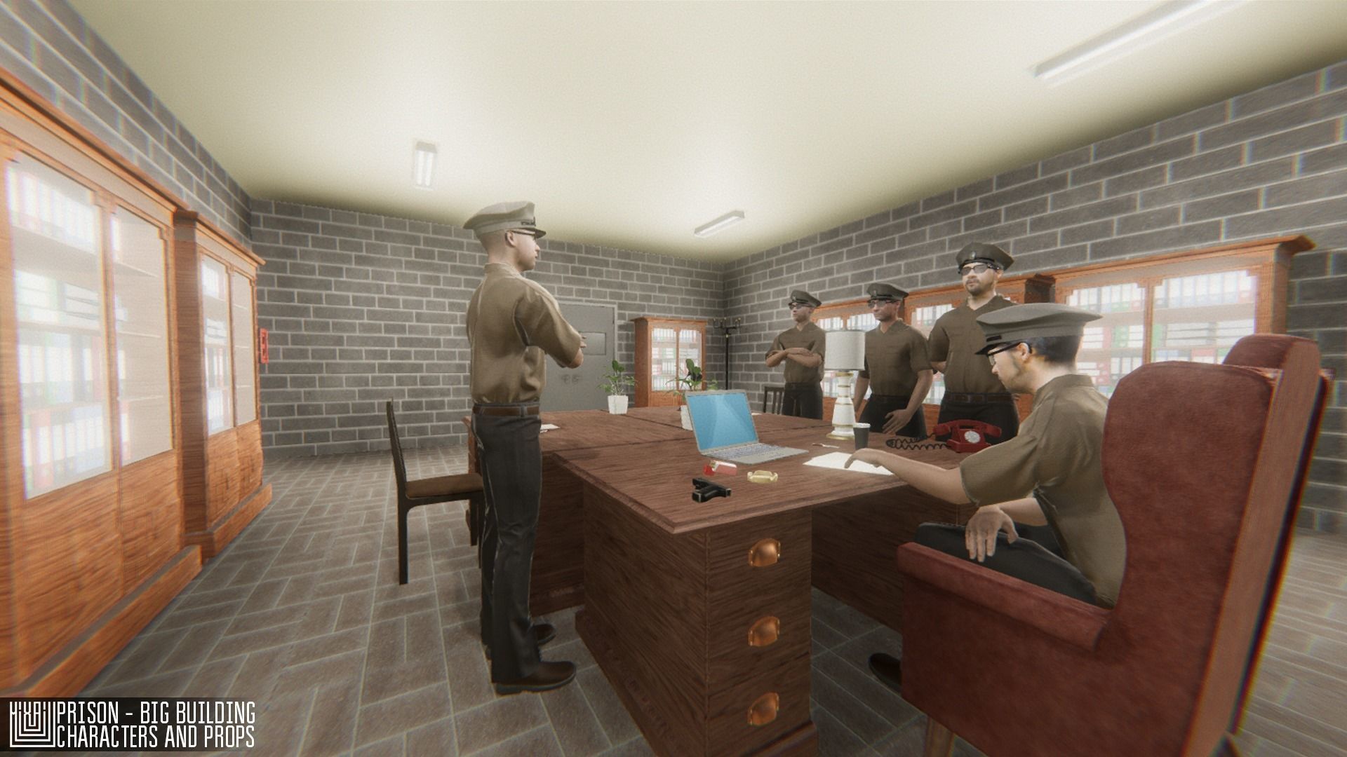 Prison - big building characters and props Low-poly 3D model_40