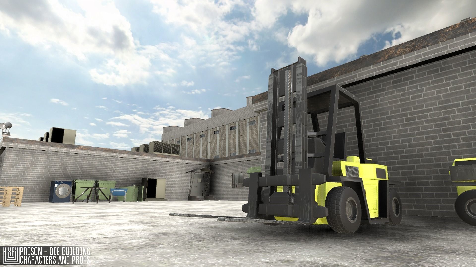 Prison - big building characters and props Low-poly 3D model_30