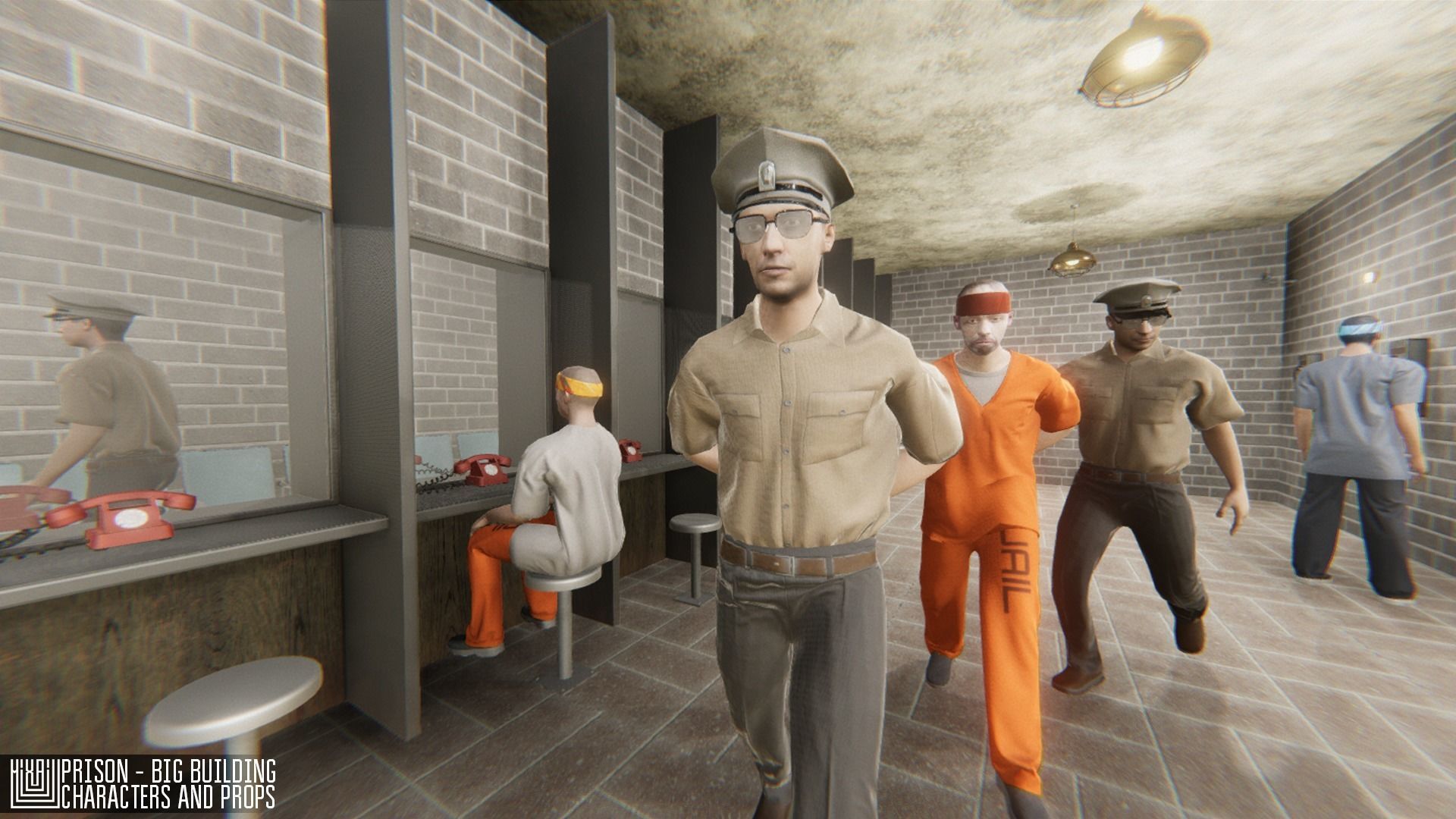 Prison - big building characters and props Low-poly 3D model_43