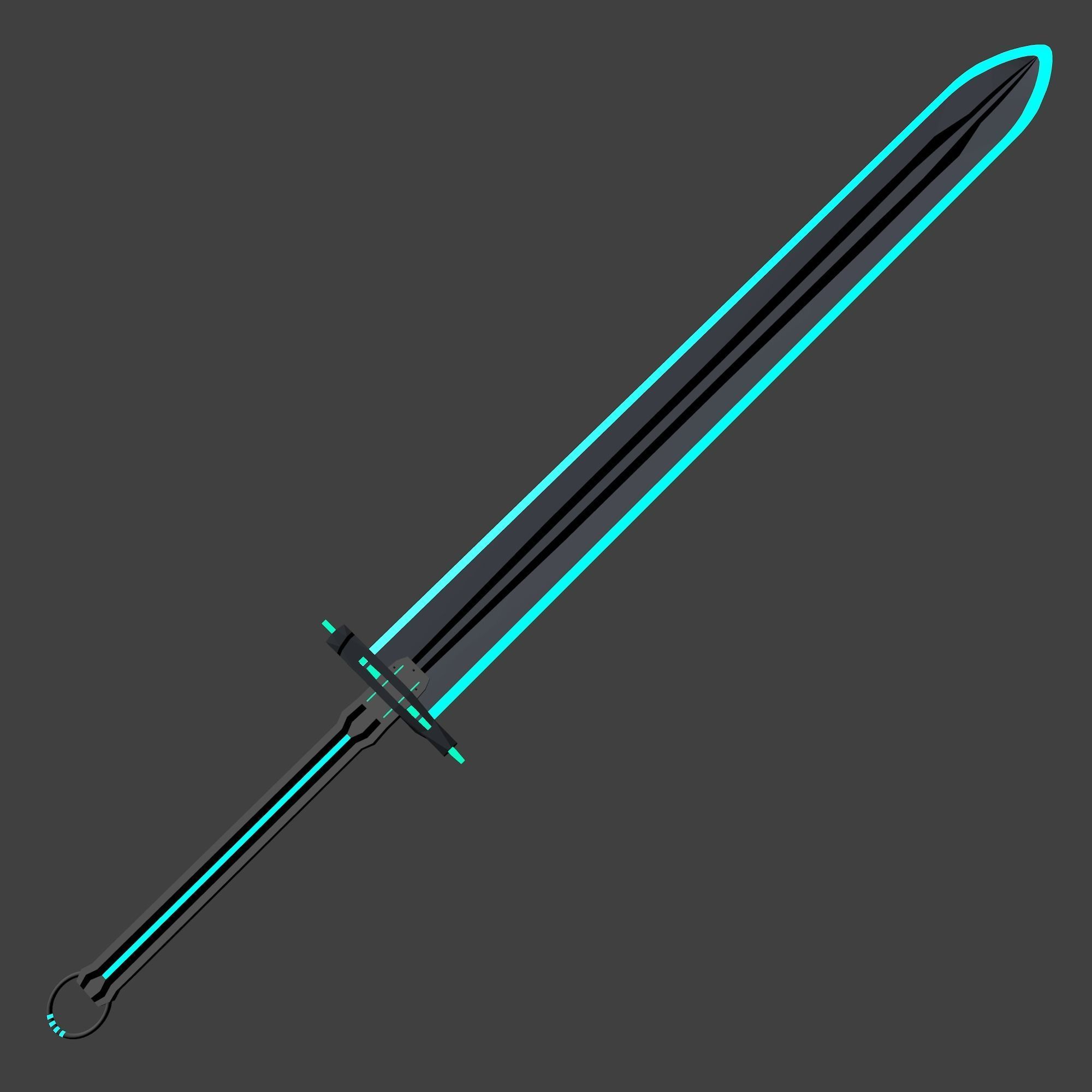 neon sword blue Free low-poly 3D model