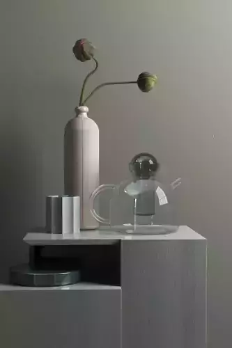 Opium Vases and Glass Teapot 3D model