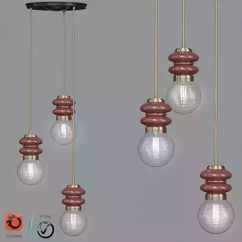 Red Ceramic Pendants Lamp 3D model