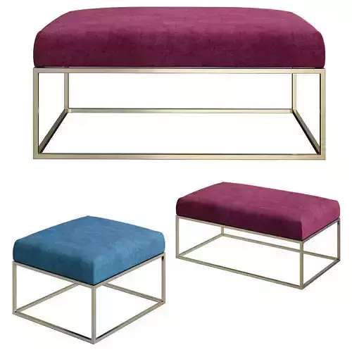 Box Frame Upholstered Bench  Ottoman Westelm 3d model