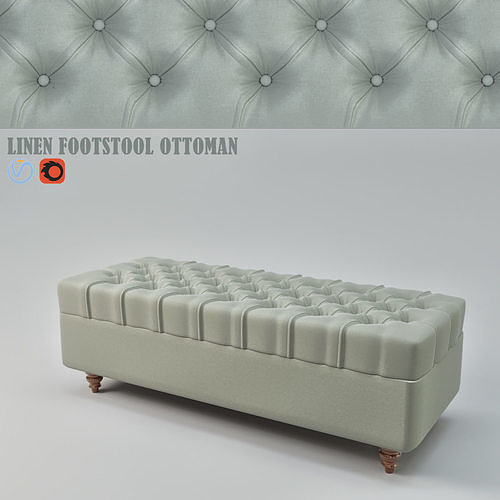 Linen Footstool ottoman  3D model
