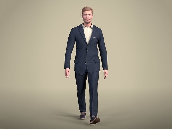 Andrew 20214-02 - Animated Walking Business Man Low-poly 3D model
