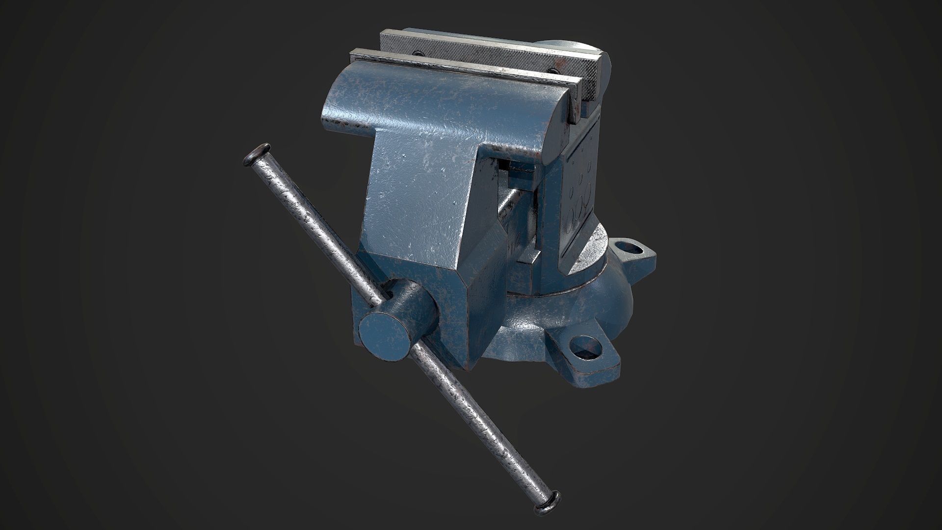 Old Damaged Tool Vise AAA Game Ready Asset Low-poly 3D model_4