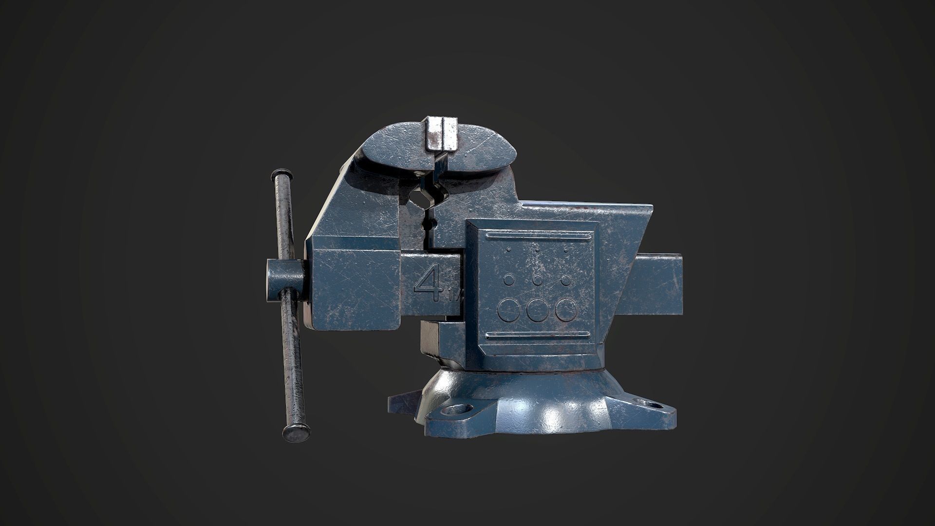 Old Damaged Tool Vise AAA Game Ready Asset Low-poly 3D model_5