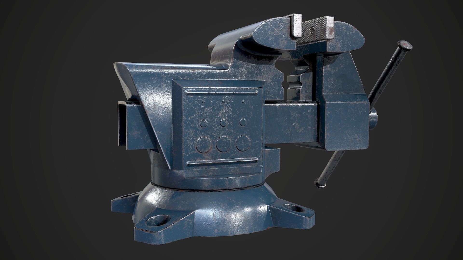 Old Damaged Tool Vise AAA Game Ready Asset Low-poly 3D model_3