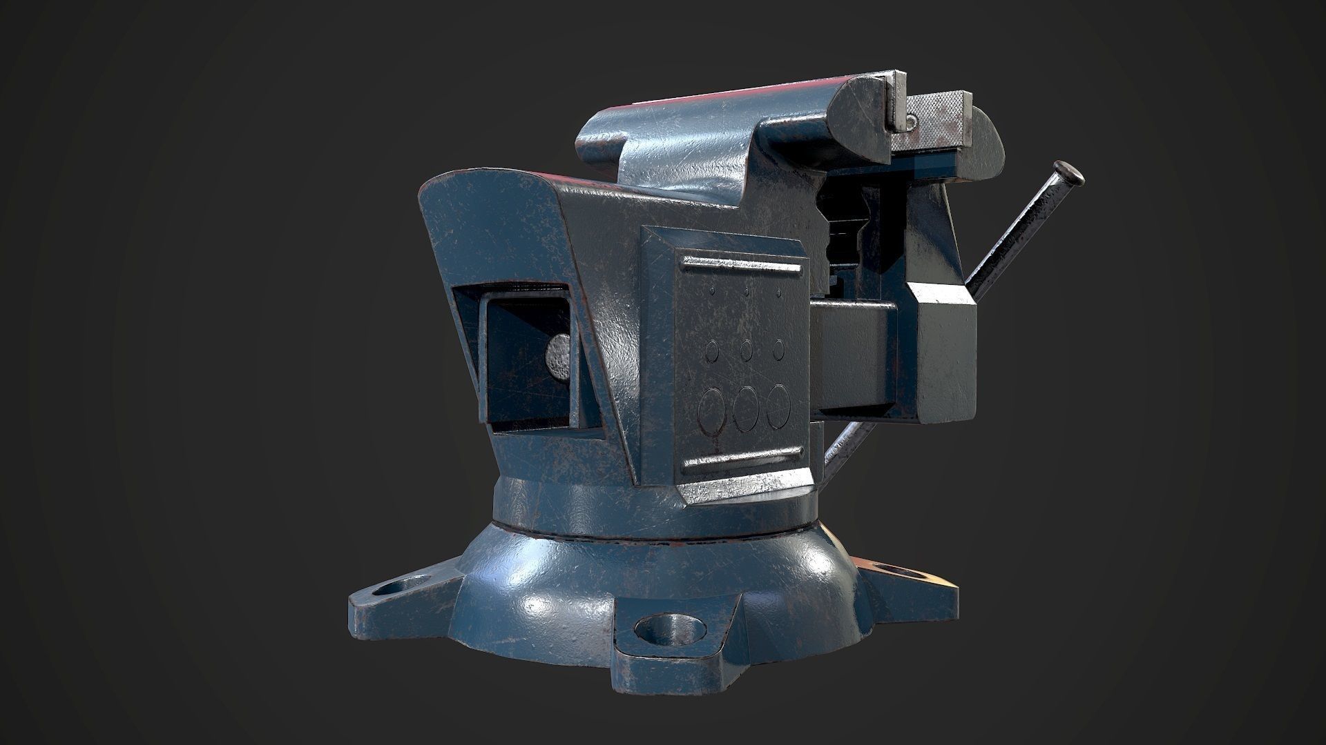 Old Damaged Tool Vise AAA Game Ready Asset Low-poly 3D model_6