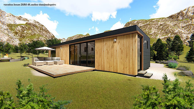 modern mobile home tiny house vacation house  ZARA 48 on 48m2 Low-poly 3D model