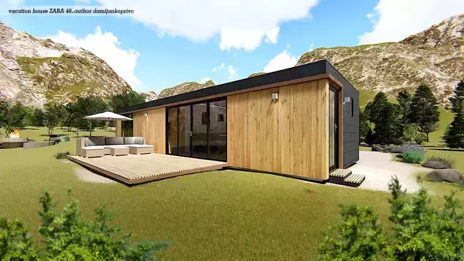 modern mobile home tiny house vacation house  ZARA 48 on 48m2 Low-poly 3D model