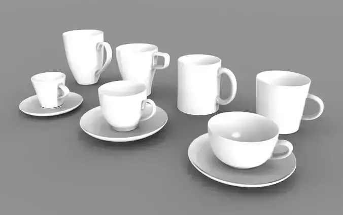 MUG AND CUP SET 3D MODELS