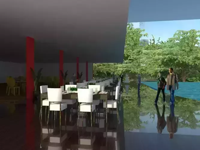 Poolside Restaurant 3D model
