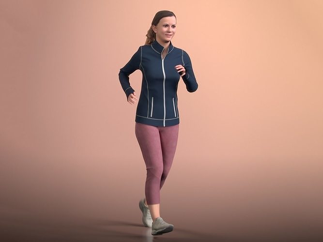 Nadin 20001-07 - Animated Jogging Girl Low-poly 3D model