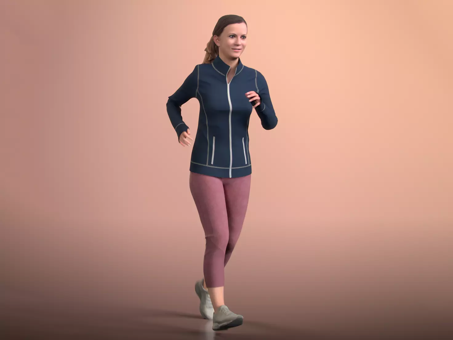 Nadin 20001-07 - Animated Jogging Girl Low-poly 3D model_0