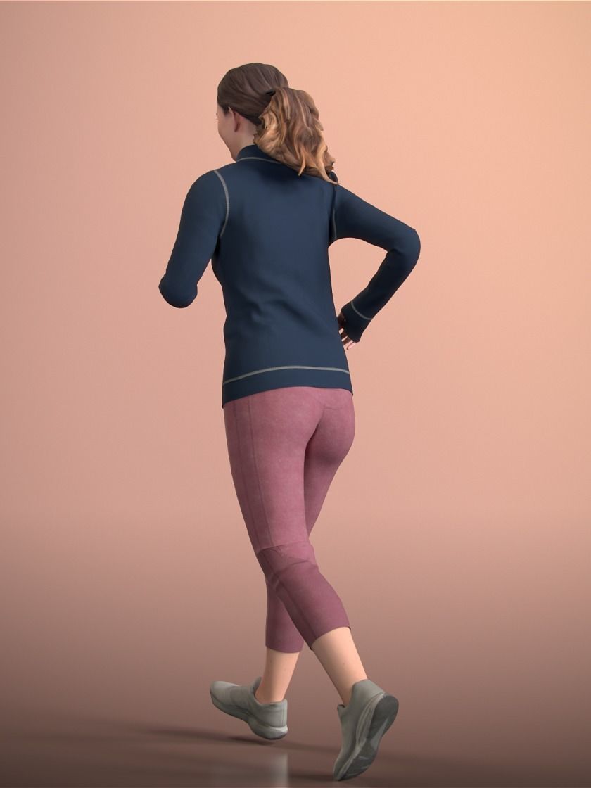 Nadin 20001-07 - Animated Jogging Girl Low-poly 3D model_3