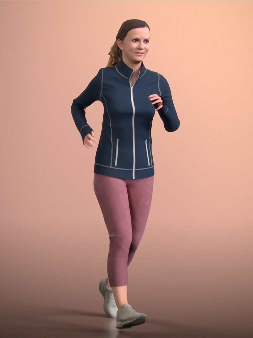 Nadin 20001-07 - Animated Jogging Girl Low-poly 3D model_2