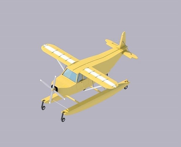 Plane low poly 3d model from Far Cry 5 and  animation Low-poly 3D model