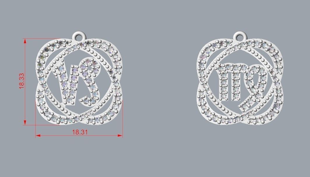 pendants zodiac capricorn and virgo 3dm stl 3D print model 3D print model_18