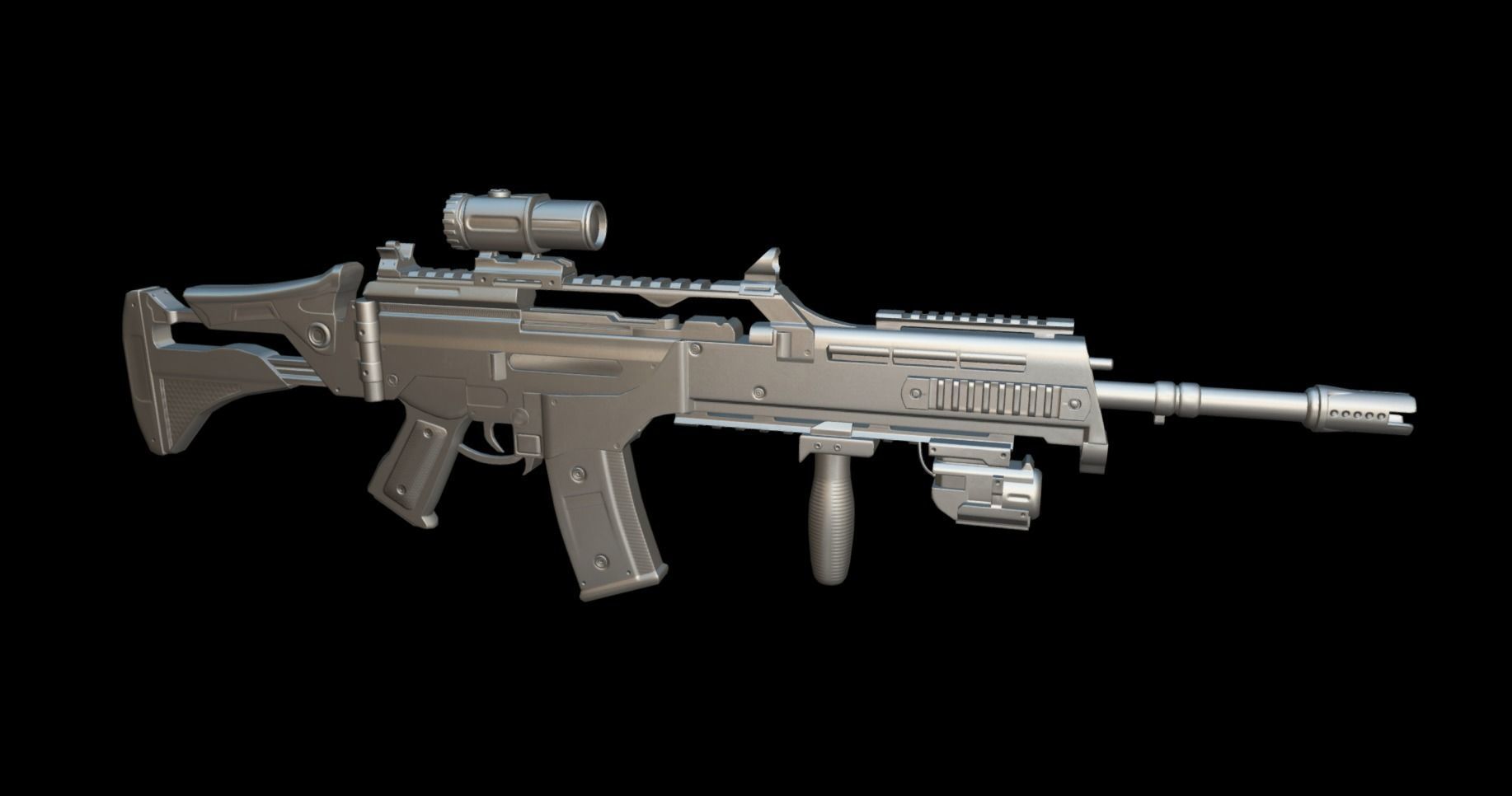 Assault Rifle HK36 Low-poly 3D model_17