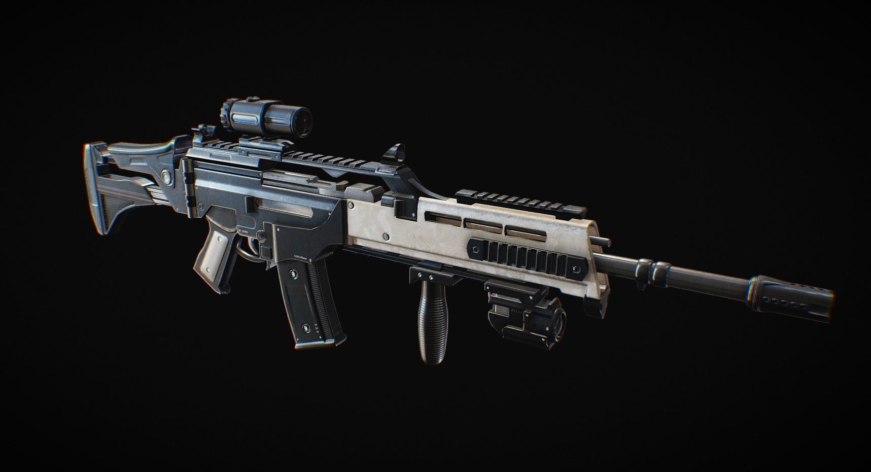 Assault Rifle HK36 Low-poly 3D model_10