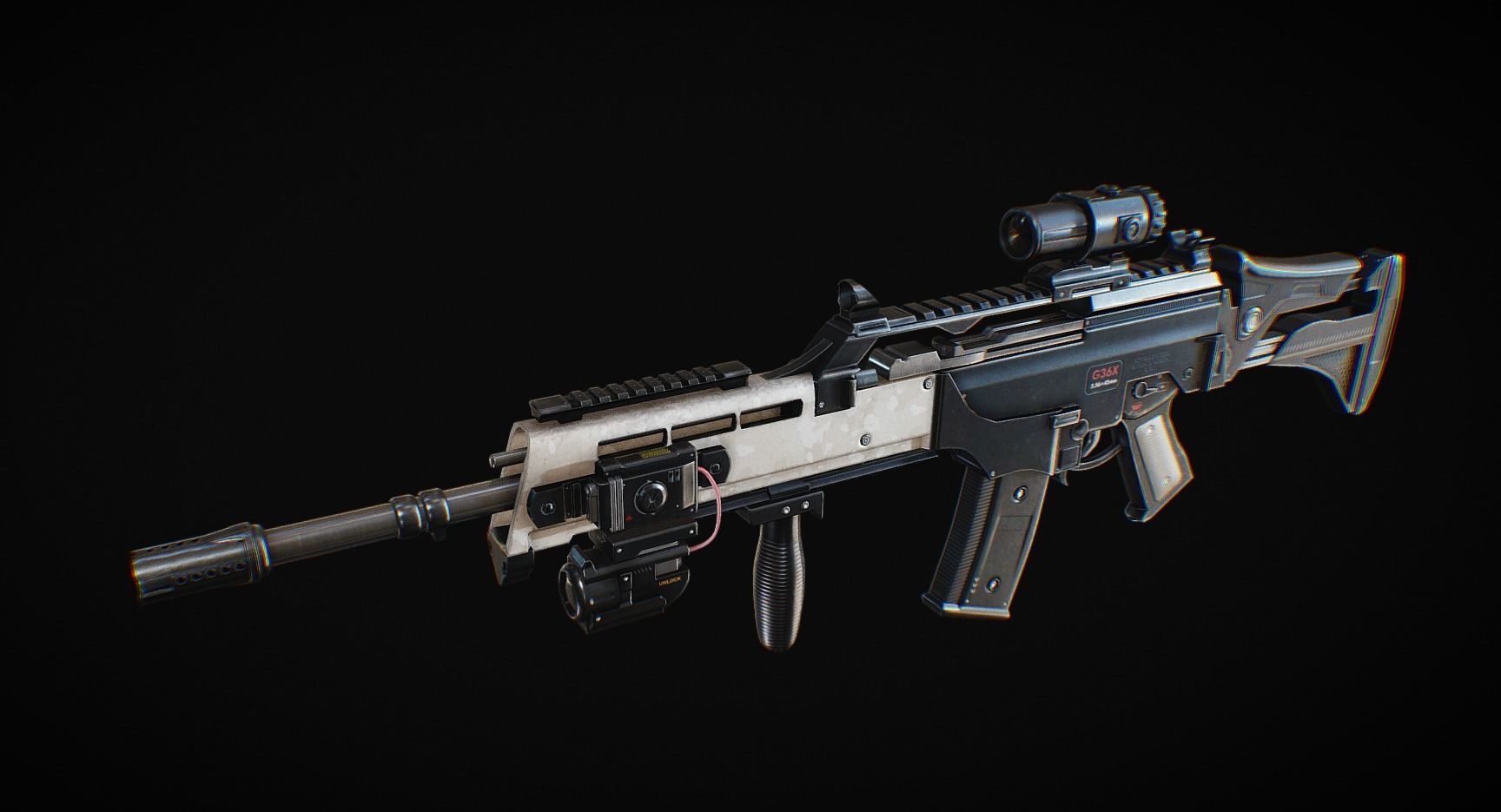 Assault Rifle HK36 Low-poly 3D model_6