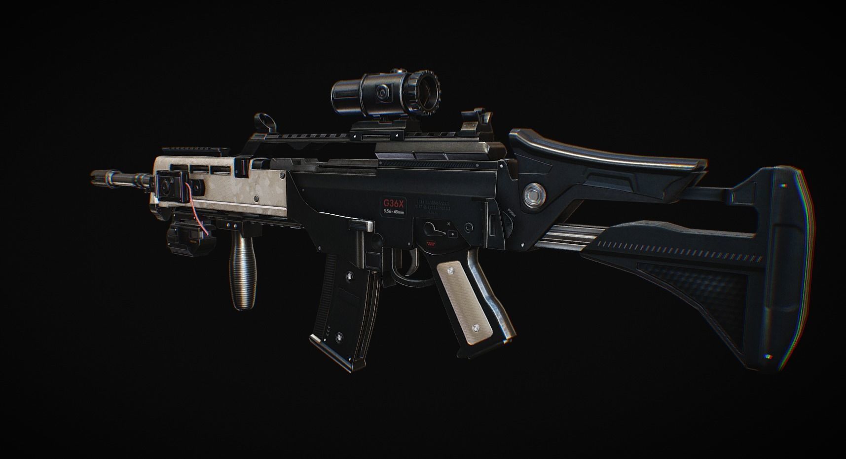 Assault Rifle HK36 Low-poly 3D model_8