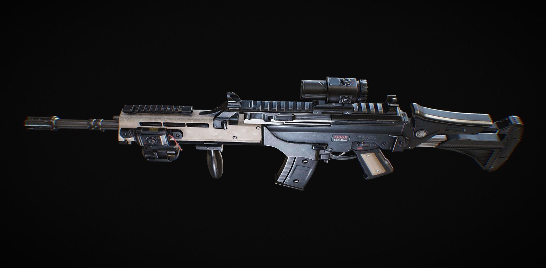 Assault Rifle HK36 Low-poly 3D model_4