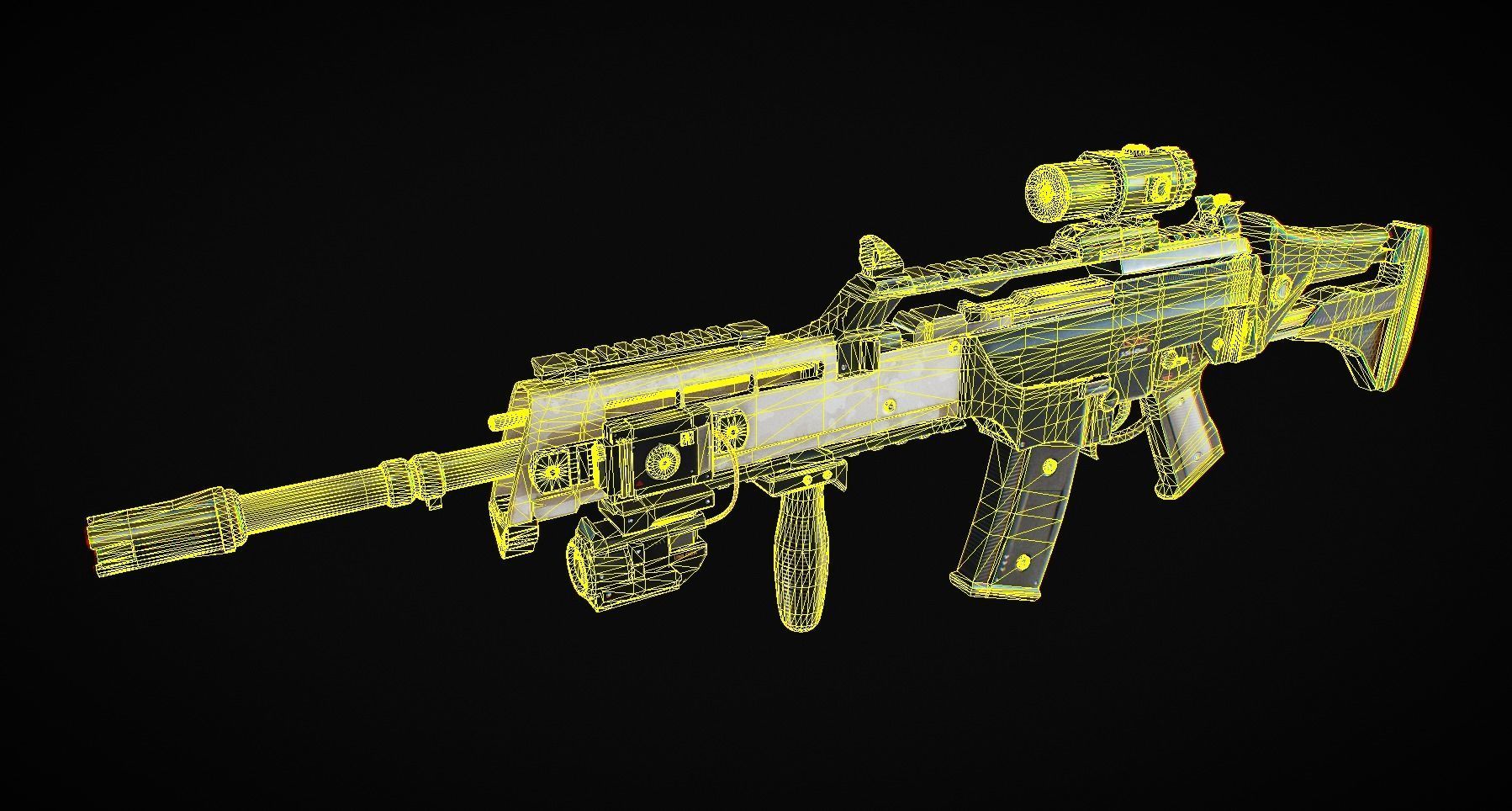 Assault Rifle HK36 Low-poly 3D model_14