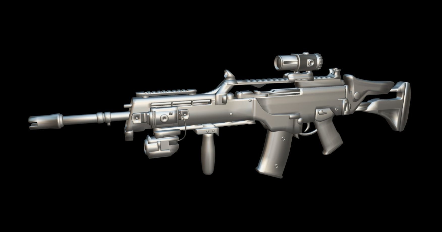 Assault Rifle HK36 Low-poly 3D model_16