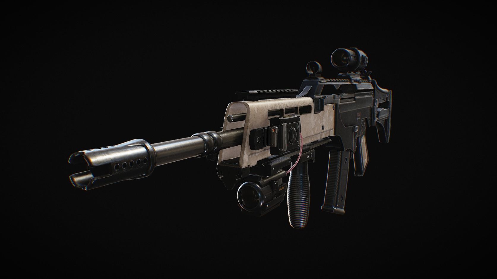 Assault Rifle HK36 Low-poly 3D model_2