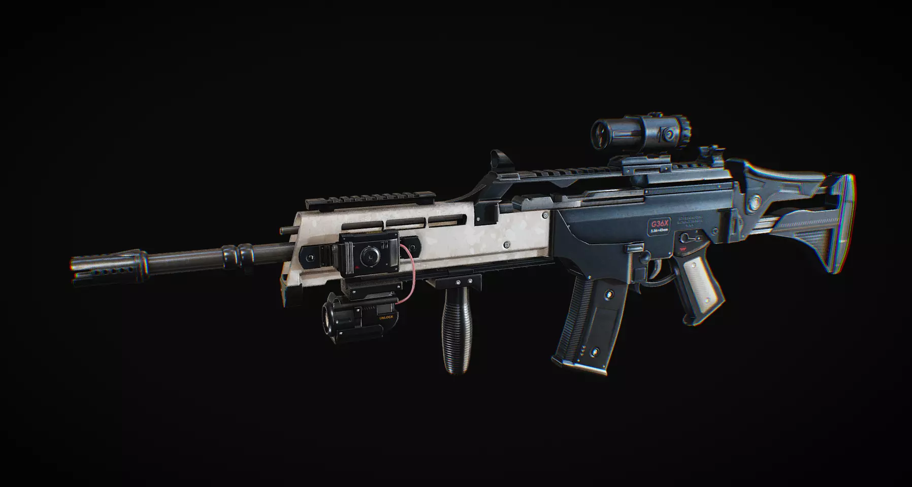 Assault Rifle HK36 Low-poly 3D model_0