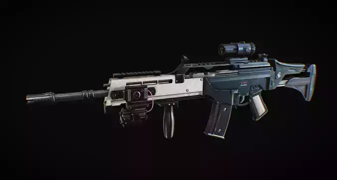 Assault Rifle HK36 Low-poly 3D model