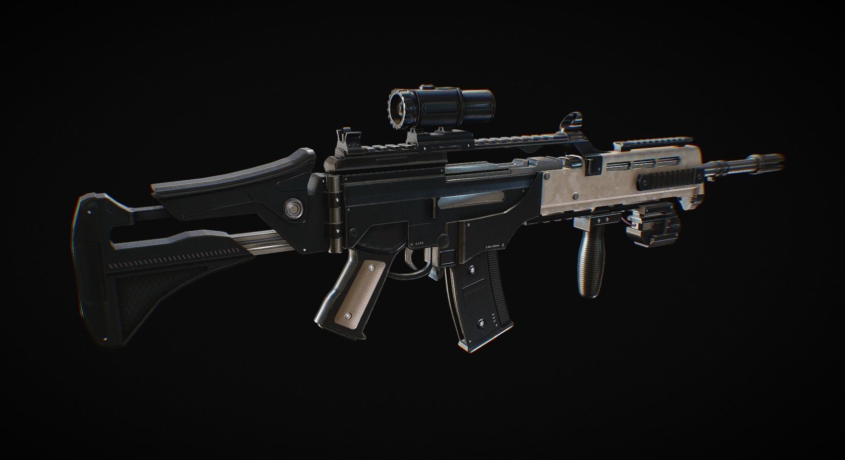 Assault Rifle HK36 Low-poly 3D model_9