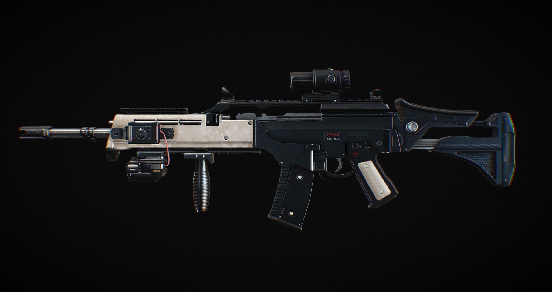 Assault Rifle HK36 Low-poly 3D model_7